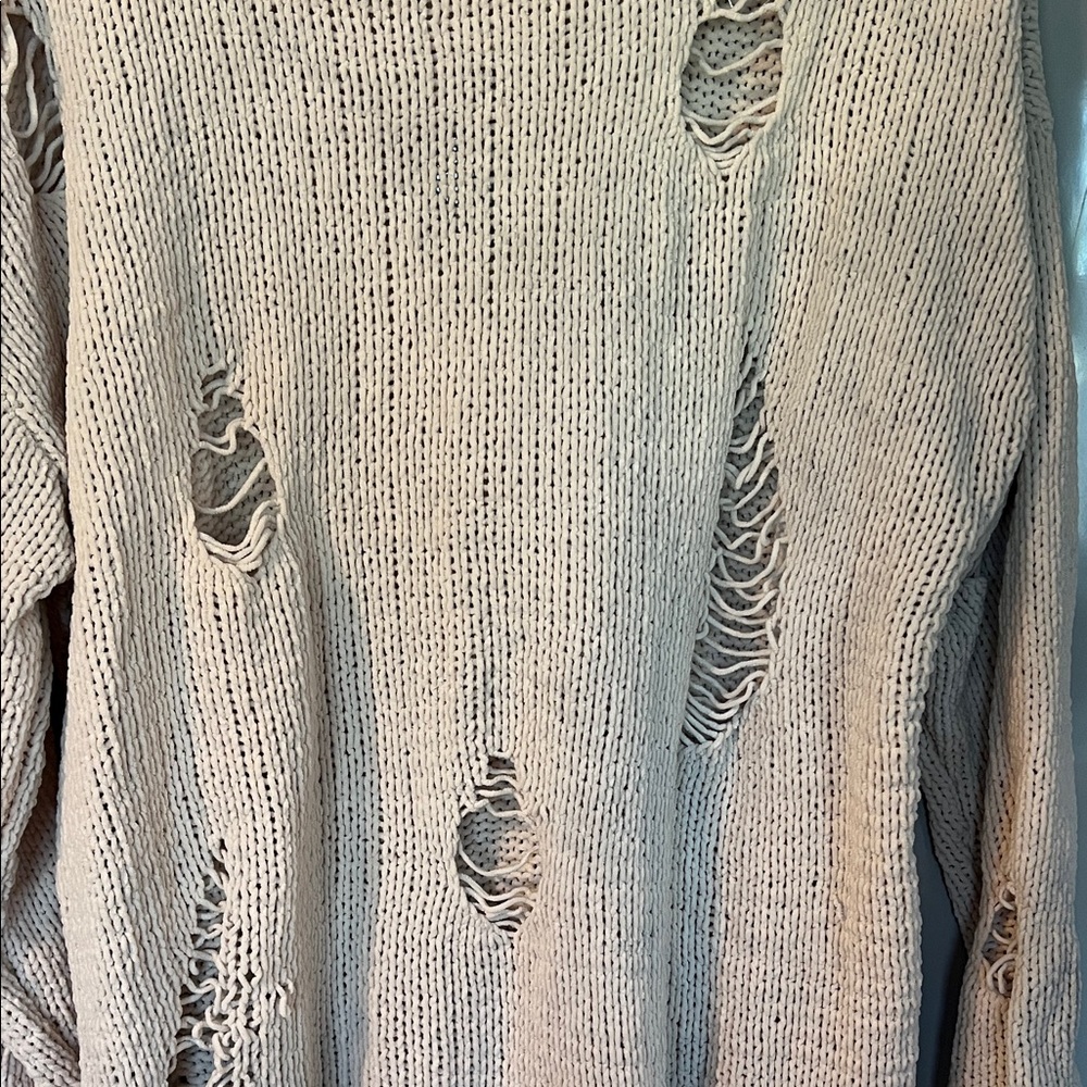 Debut Distressed Beige Sweater - Picture 3 of 5